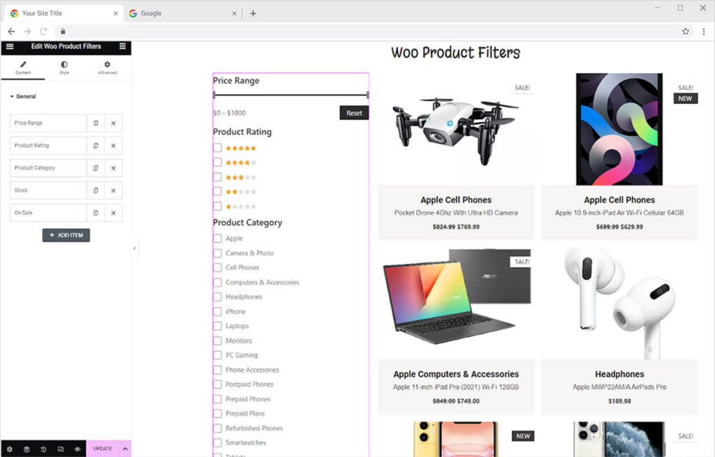 Woo Product Filter Widget for Elementor Xpro