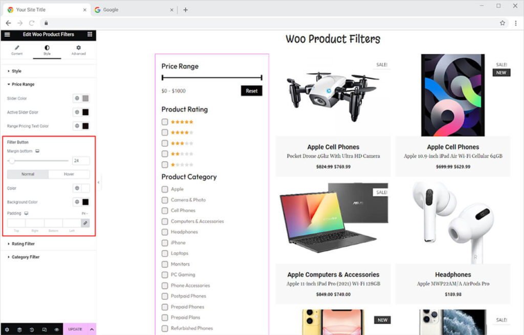 Woo Product Filter Widget for Elementor Xpro