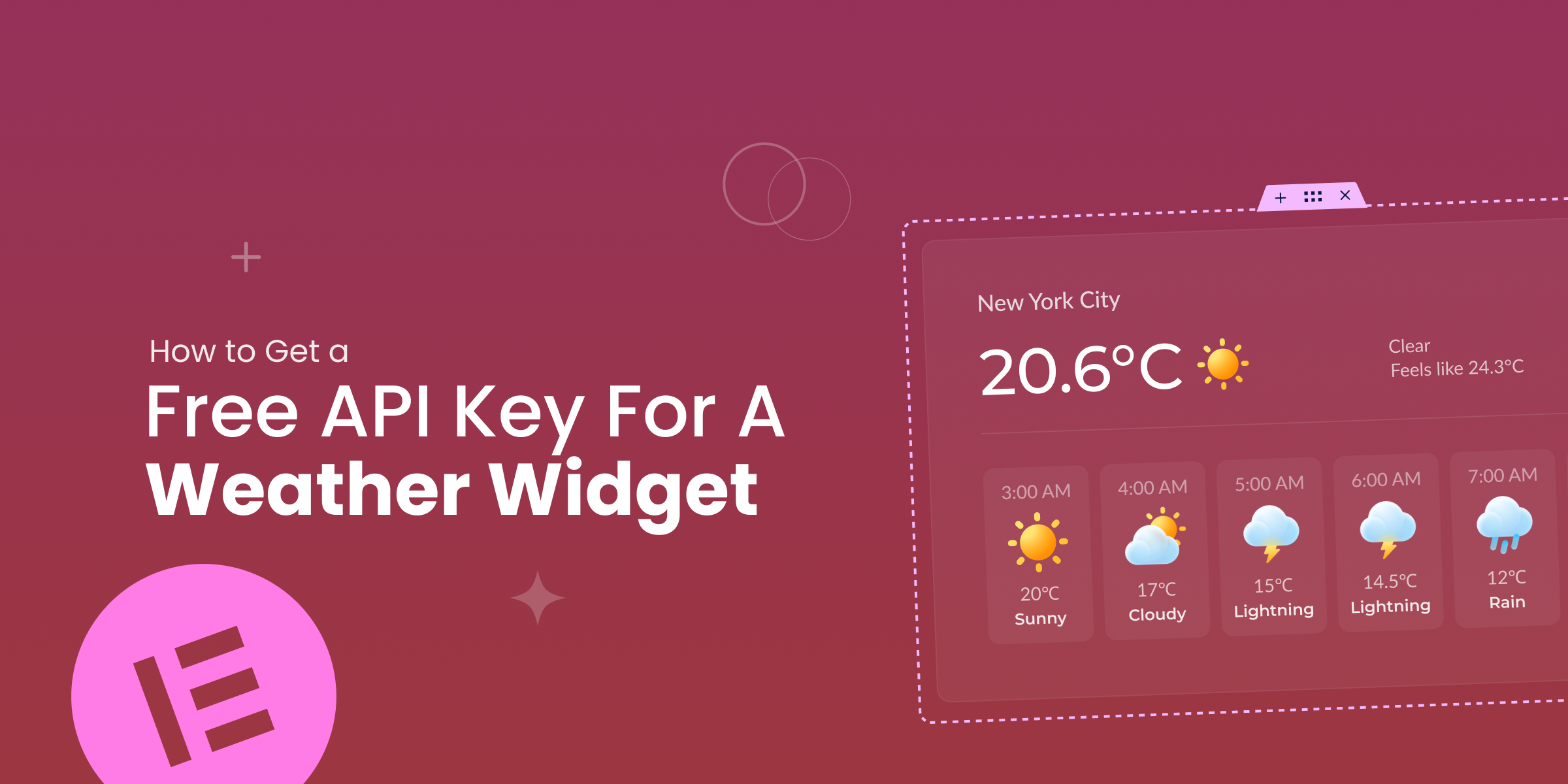 Featured image for a blog post titled "How to Get a Free API Key for a Weather Widget in Elementor"